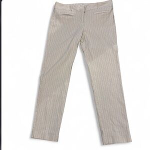 Beige Pinstripe Ankle Dress Pants Women’s Size 6 Stretch Work Career Slacks